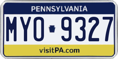 PA license plate MYO9327