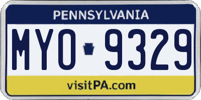 PA license plate MYO9329