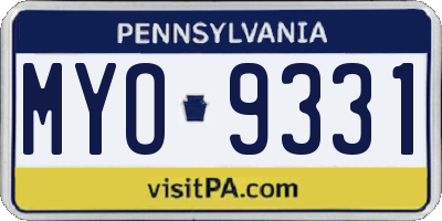 PA license plate MYO9331