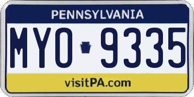 PA license plate MYO9335