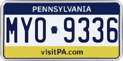 PA license plate MYO9336