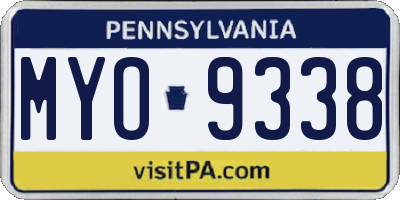 PA license plate MYO9338