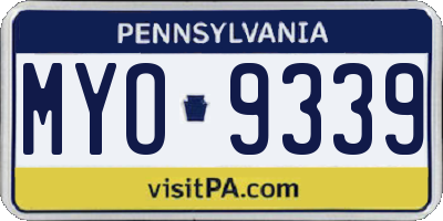 PA license plate MYO9339