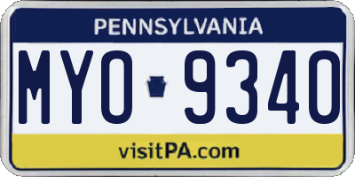 PA license plate MYO9340