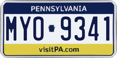 PA license plate MYO9341