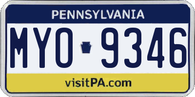 PA license plate MYO9346