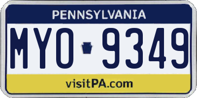 PA license plate MYO9349