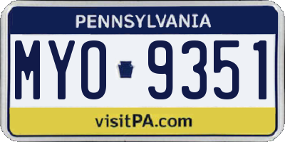 PA license plate MYO9351