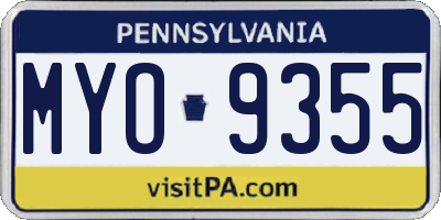 PA license plate MYO9355