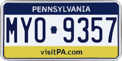 PA license plate MYO9357