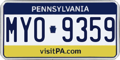 PA license plate MYO9359