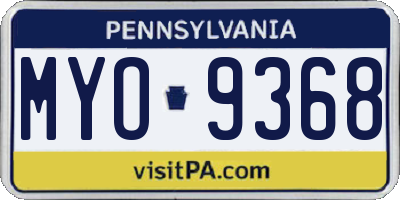 PA license plate MYO9368
