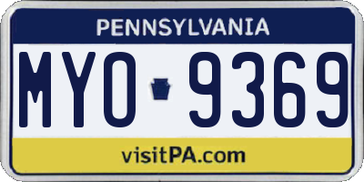 PA license plate MYO9369