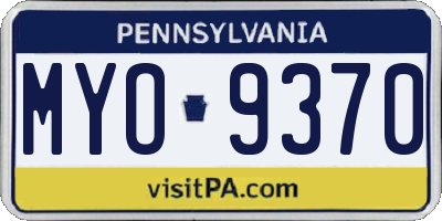 PA license plate MYO9370