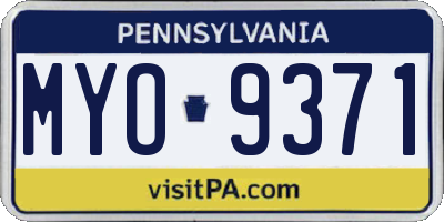 PA license plate MYO9371