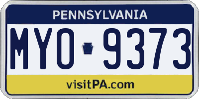 PA license plate MYO9373