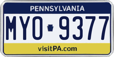 PA license plate MYO9377