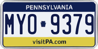PA license plate MYO9379
