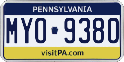 PA license plate MYO9380