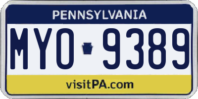 PA license plate MYO9389