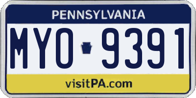 PA license plate MYO9391