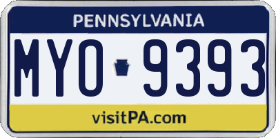 PA license plate MYO9393