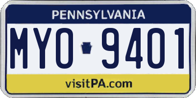 PA license plate MYO9401