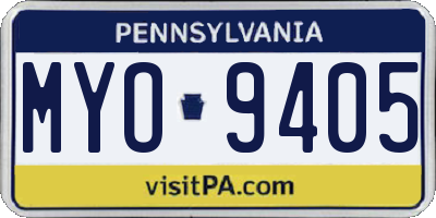 PA license plate MYO9405