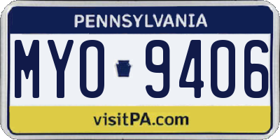 PA license plate MYO9406