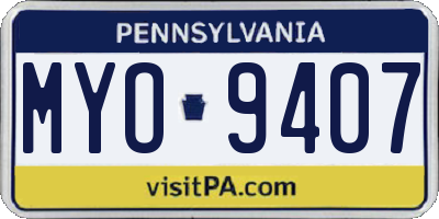 PA license plate MYO9407