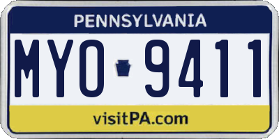 PA license plate MYO9411