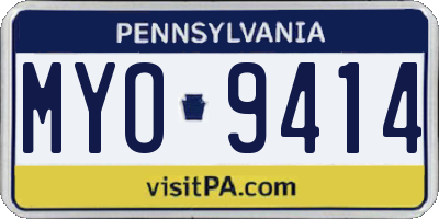 PA license plate MYO9414