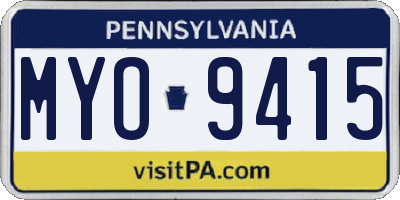 PA license plate MYO9415