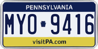 PA license plate MYO9416