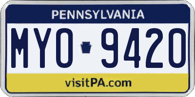 PA license plate MYO9420