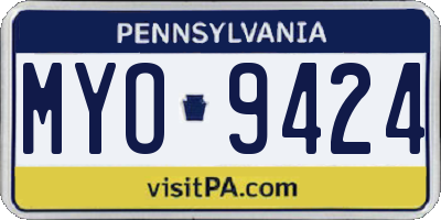 PA license plate MYO9424