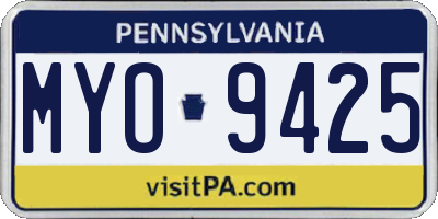 PA license plate MYO9425