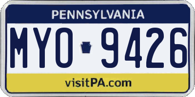 PA license plate MYO9426