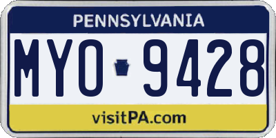 PA license plate MYO9428