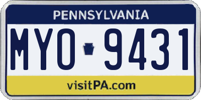 PA license plate MYO9431