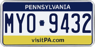 PA license plate MYO9432