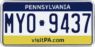 PA license plate MYO9437