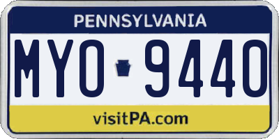 PA license plate MYO9440