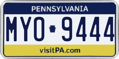 PA license plate MYO9444