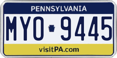 PA license plate MYO9445