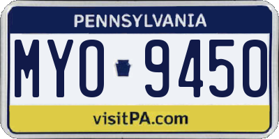 PA license plate MYO9450