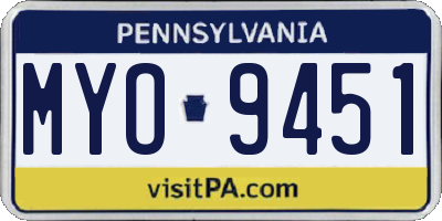PA license plate MYO9451