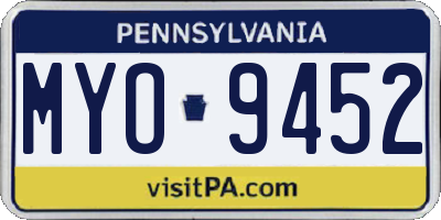 PA license plate MYO9452