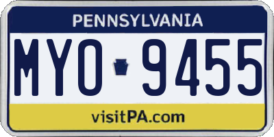PA license plate MYO9455