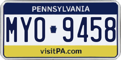 PA license plate MYO9458